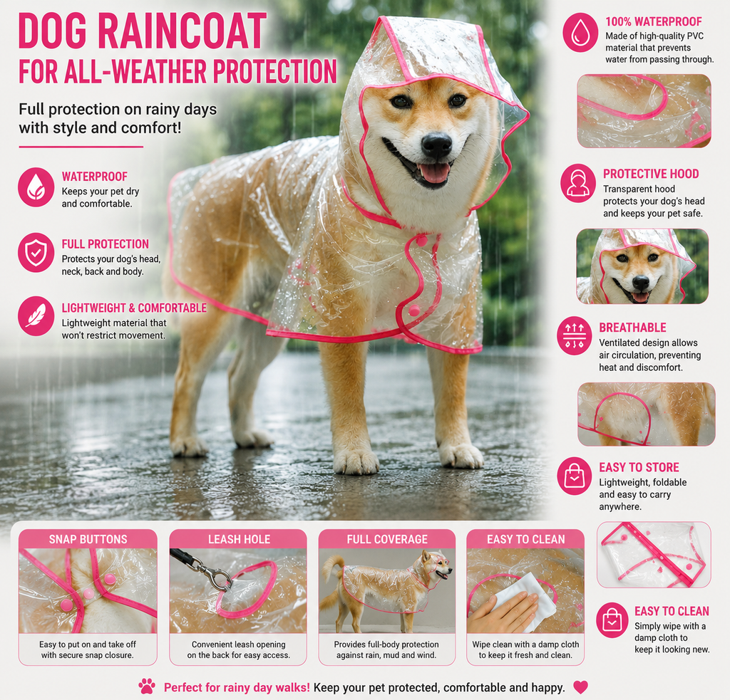 Transparent Waterproof Dog Raincoat