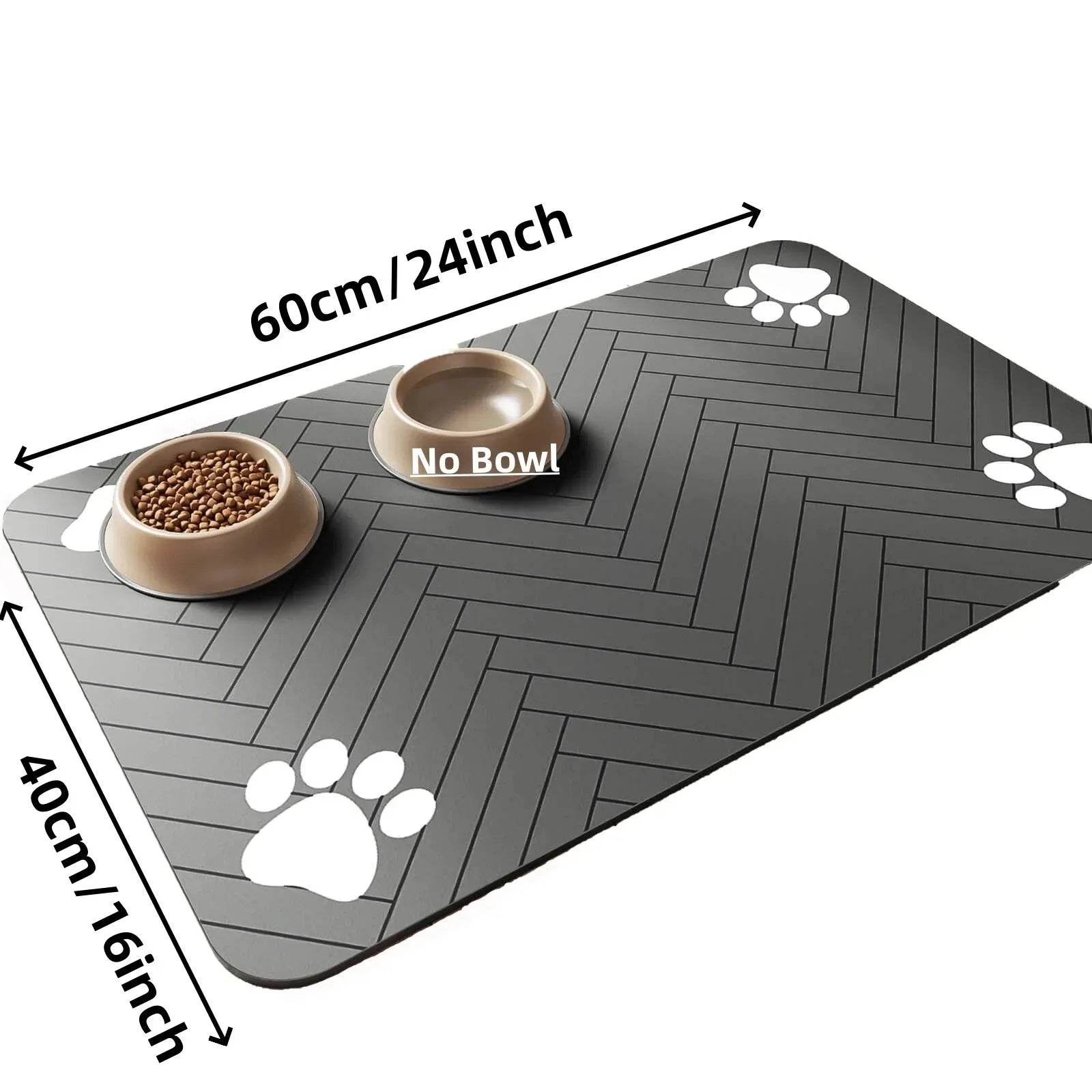 Absorbent Pet Mat with Rubber Backing, Quick-Drying and Waterproof for Food and Water Bowls.