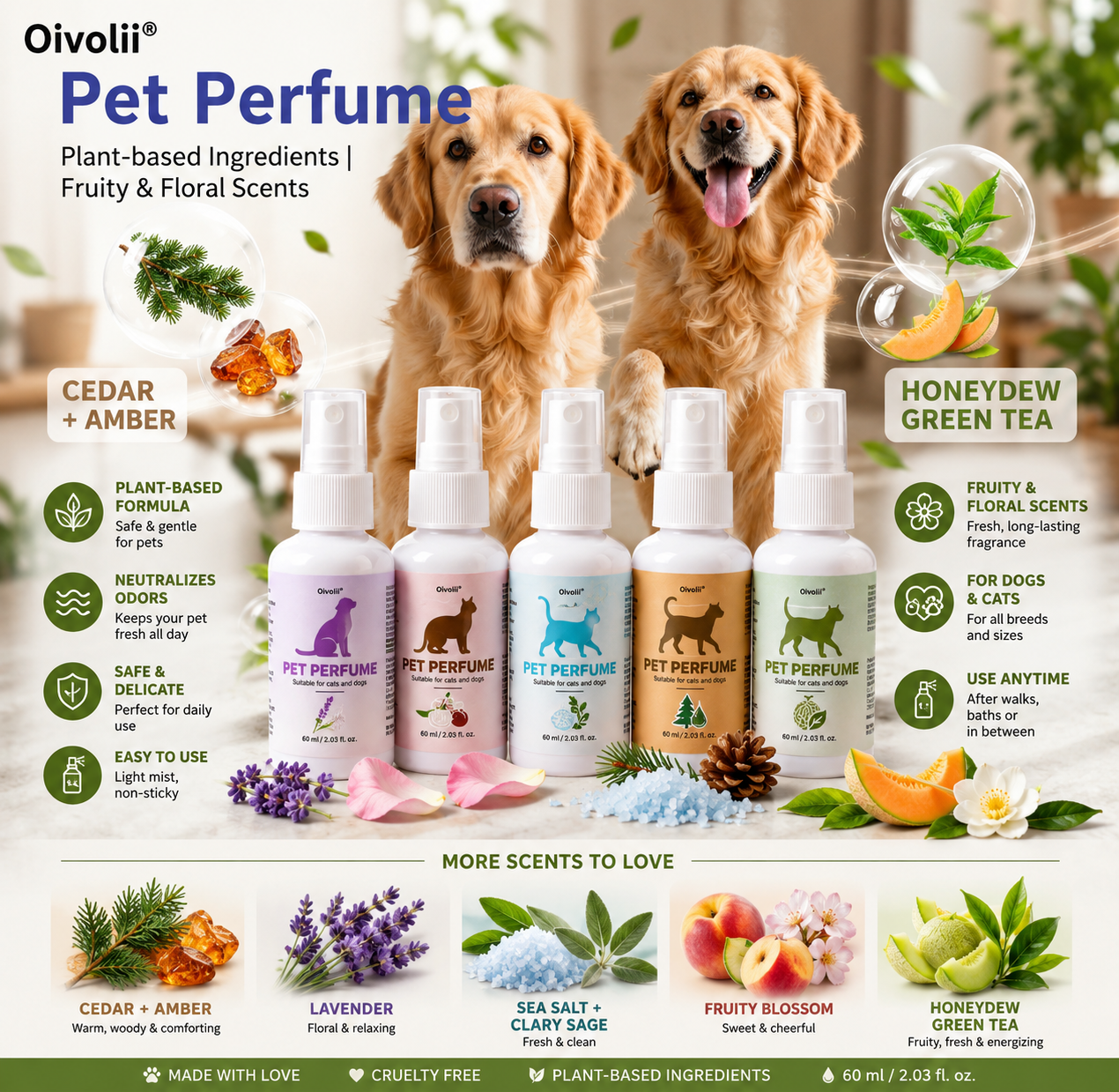 Pet Deodorizing Spray – Long Lasting Freshness for Dogs & Cats