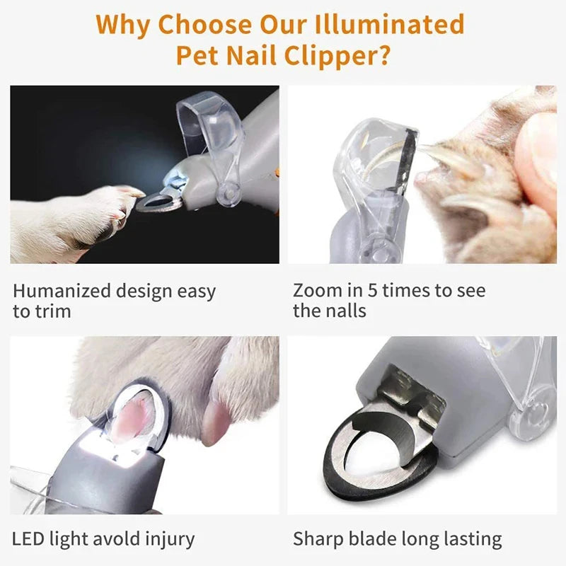LED Pet Nail Clipper with Light & Magnifier
