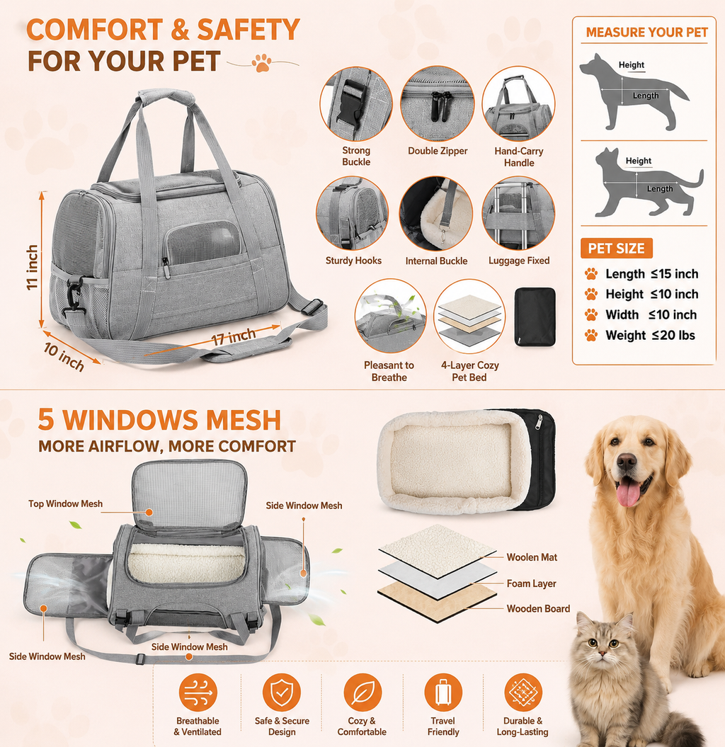 Pet Carrier Bag Airline Approved – Comfort & Safety for Every Trip ✈️