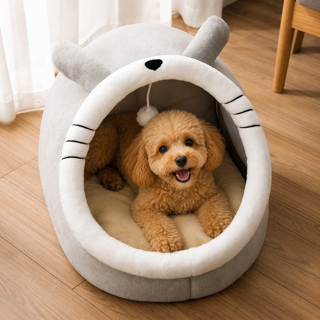 Cozy Pet Cave Bed – Soft & Warm Hideaway for Cats & Small Dogs