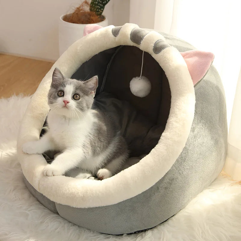 Cozy Pet Cave Bed – Soft & Warm Hideaway for Cats & Small Dogs