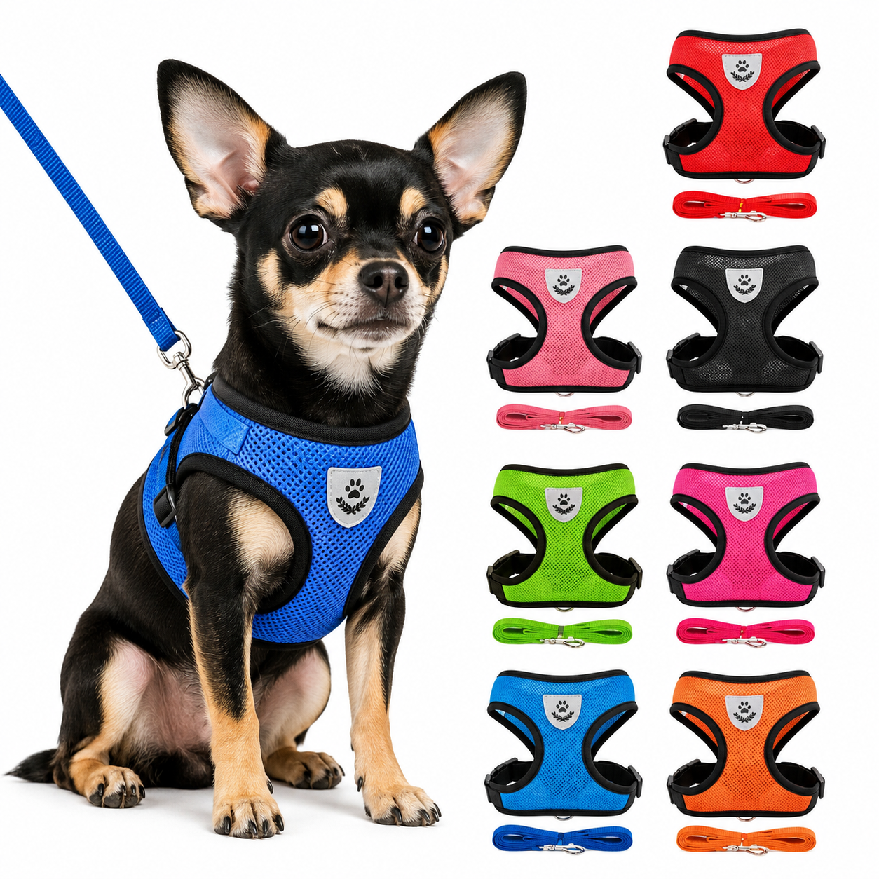Adjustable Reflective Pet Harness with Leash