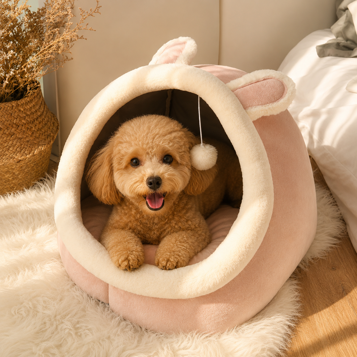 Cozy Pet Cave Bed – Soft & Warm Hideaway for Cats & Small Dogs