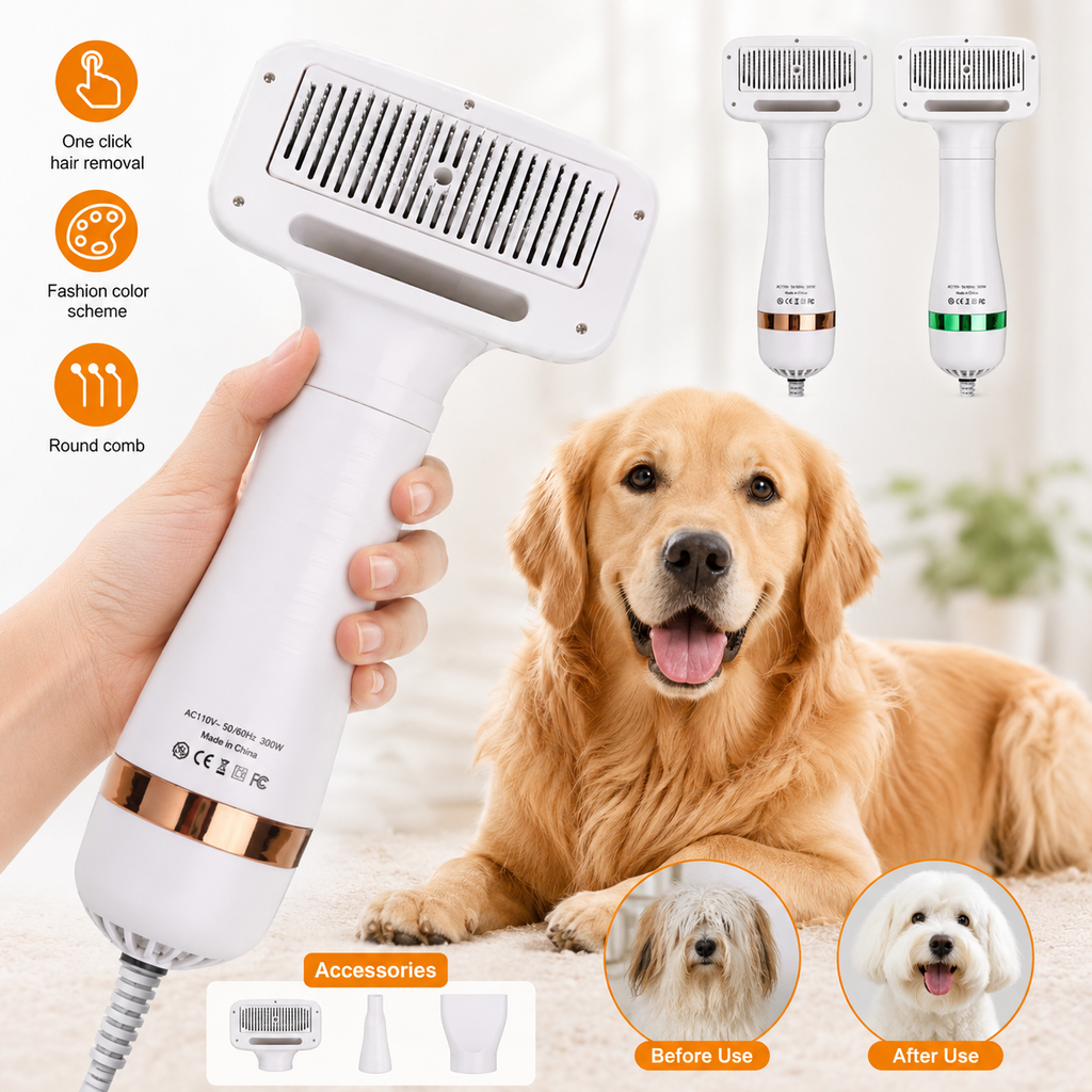 2-In-1 Pet Dryer & Grooming Brush