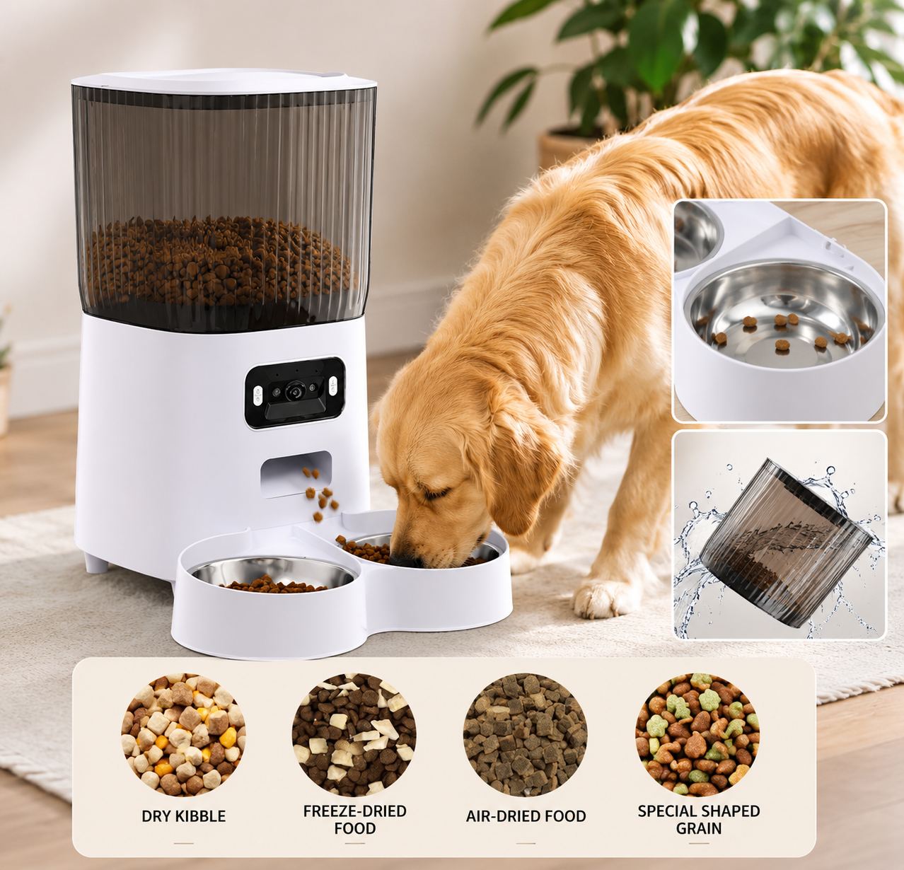 5L Smart Automatic Pet Feeder with Camera & Dual Bowls