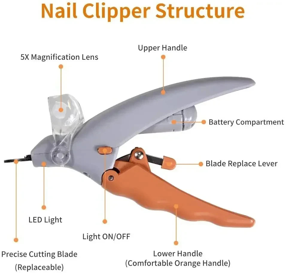 LED Pet Nail Clipper with Light & Magnifier